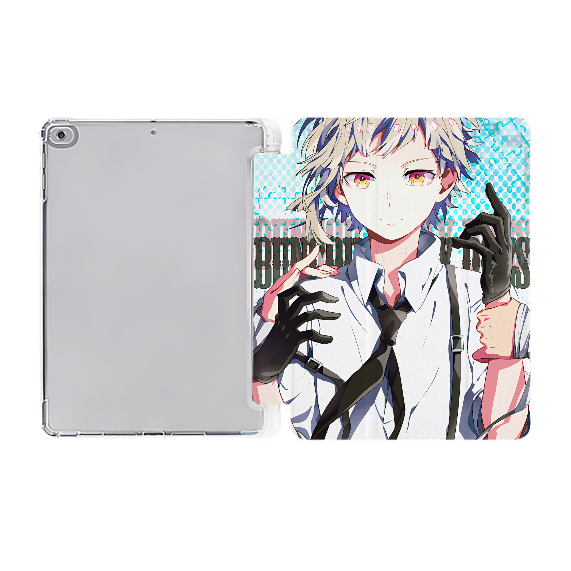 （画像用） 文豪ストレイドッグス Bungo Stray Dogs IPad ケース ペン収納付き 三つ折りスタンド PUレザー×シリコン 対応機種9.5/10.5/10.9インチ